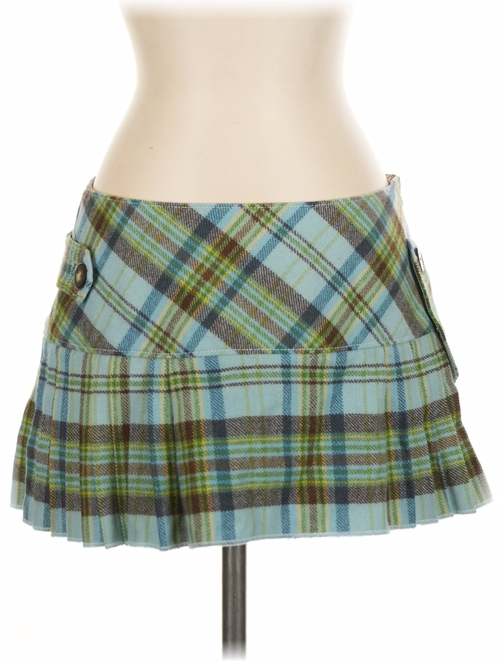 Vintage Y2K Abercrombie & Fitch 2000s Wool Blend Pleated Plaid Mini Skirt